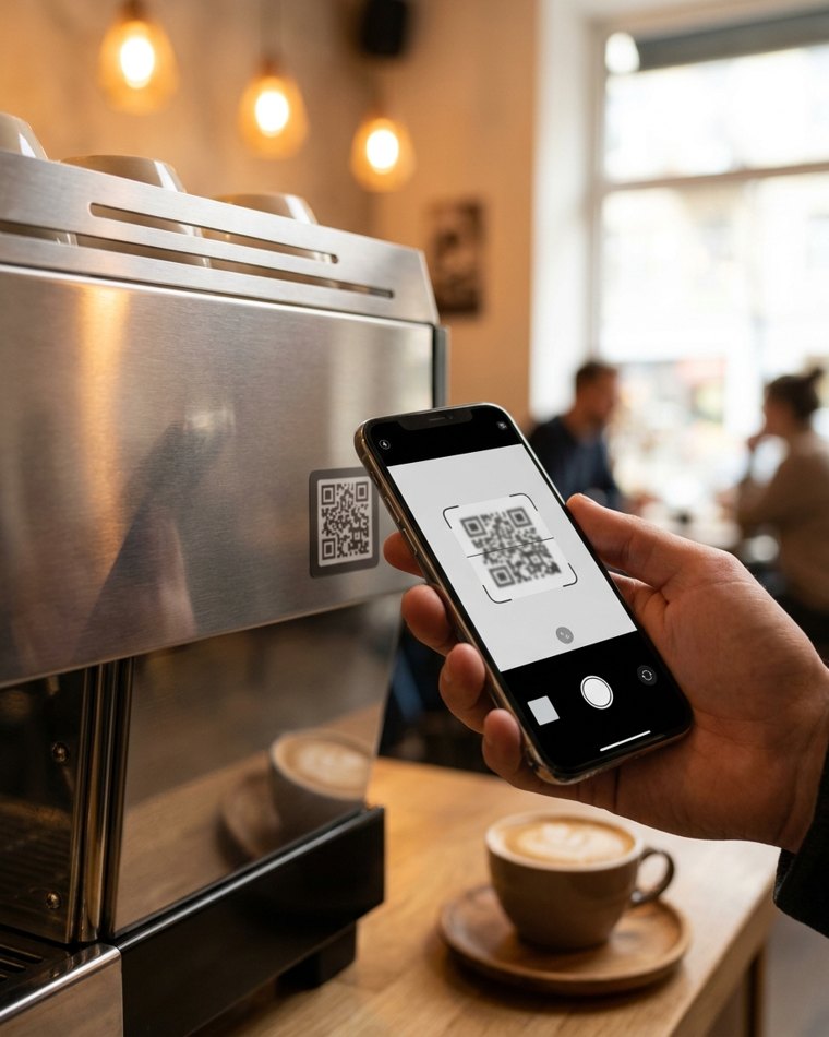 QR-Scan am Gerät mit semco LINK